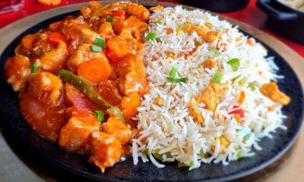 chicken Manchurian with rice